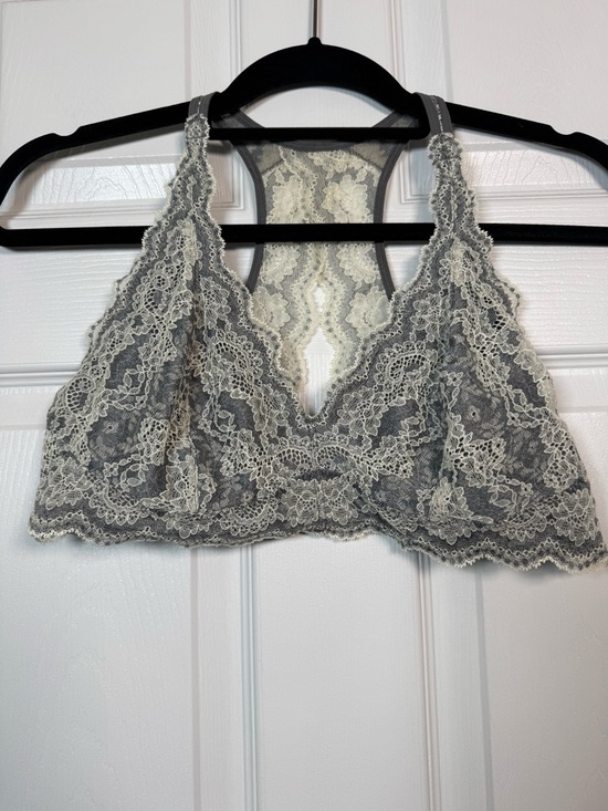 Felina Other - Felina Lace Bralette Gray Cream Racerback Soft Stretch XL